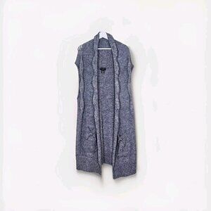 Mercer & Madison Cardigan Vest Women 1X Gray Pockets Chunky Knit Alpaca Blend